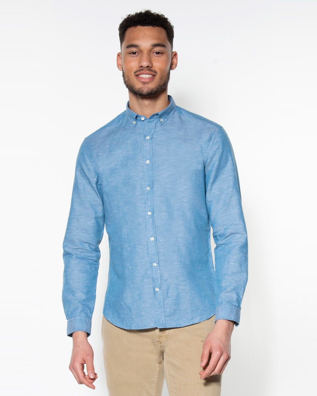 Victim Casual Overhemd LM Donkerblauw uni 057637-001-L
