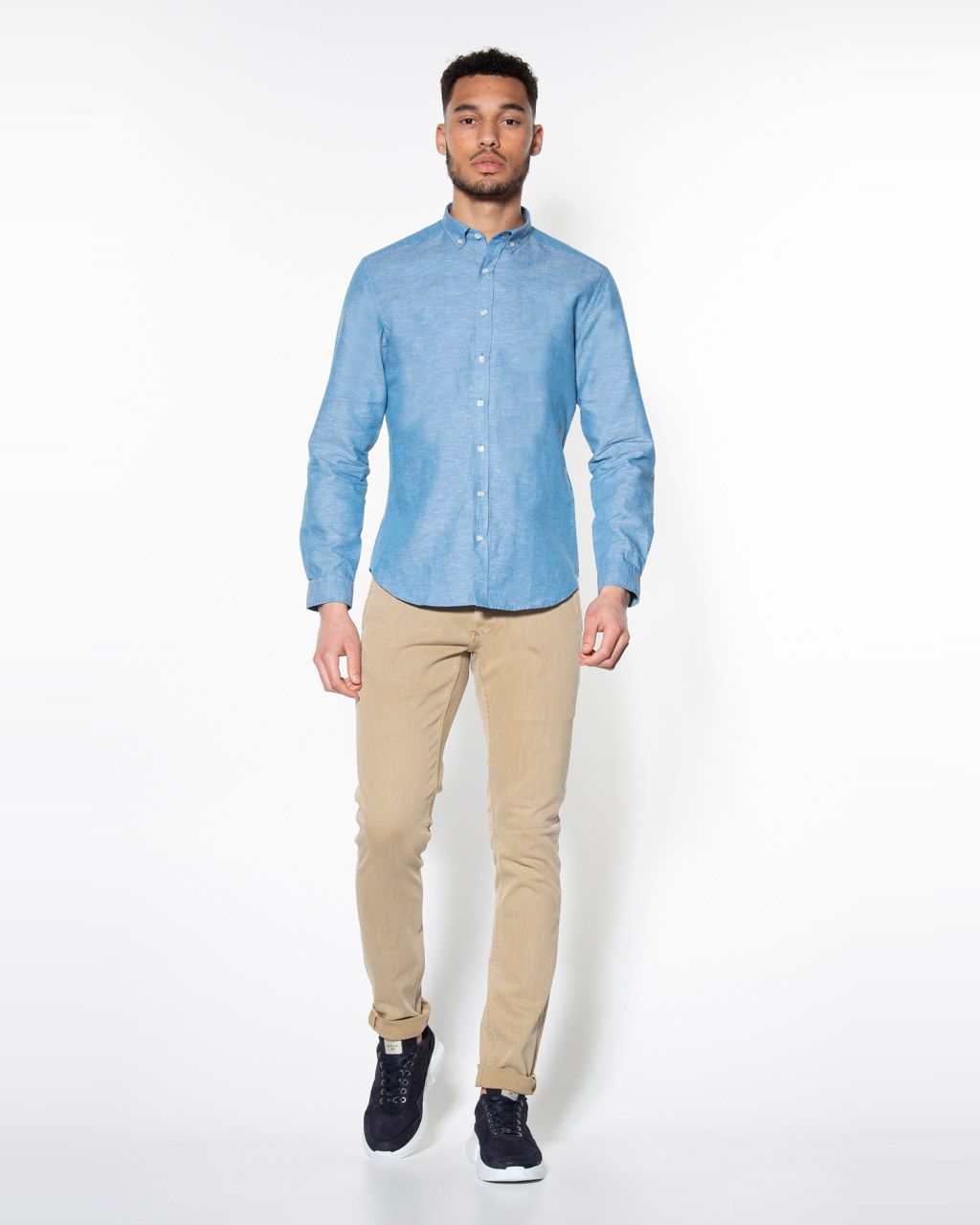 Victim Casual Overhemd LM Donkerblauw uni 057637-001-L
