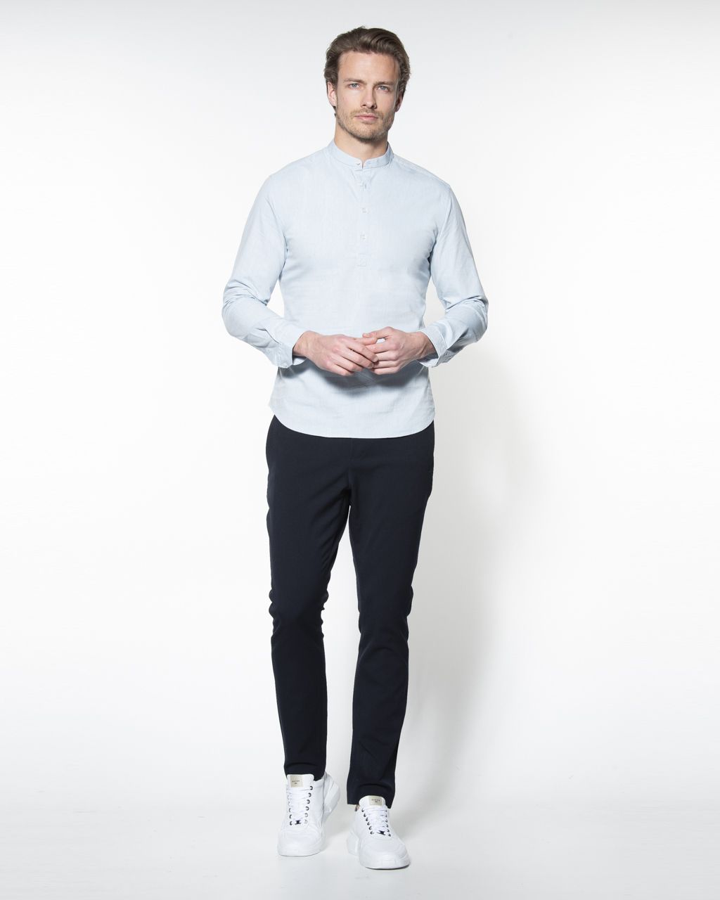 Victim Casual Overhemd LM Lichtblauw uni 057638-001-L