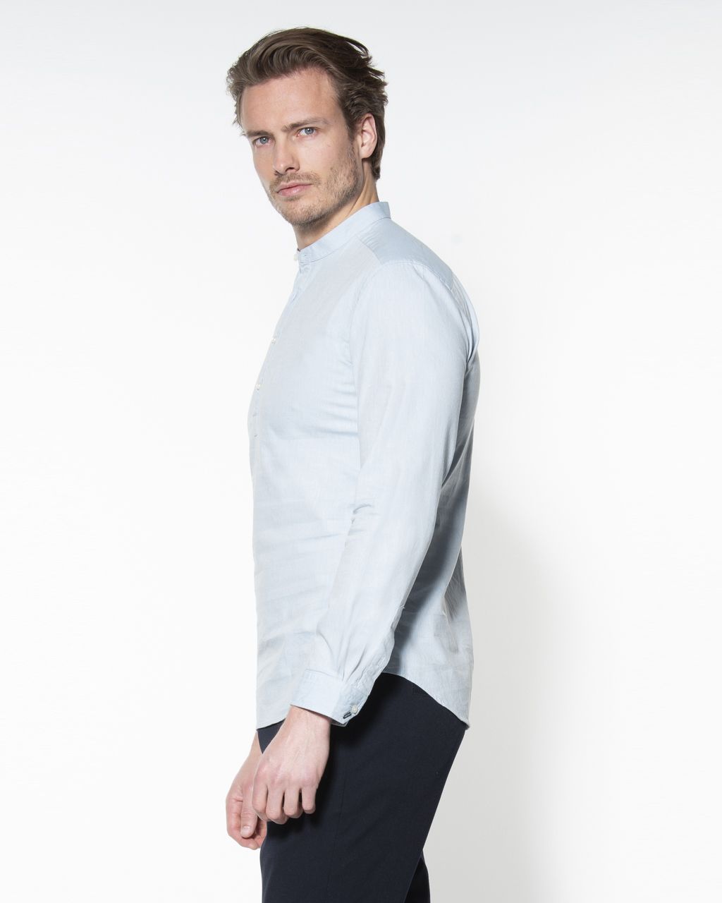 Victim Casual Overhemd LM Lichtblauw uni 057638-001-L