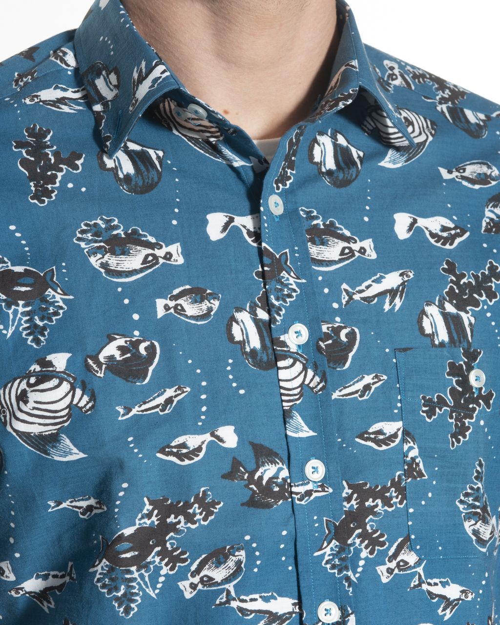 Victim Casual Overhemd KM Petrol print 057644-001-L