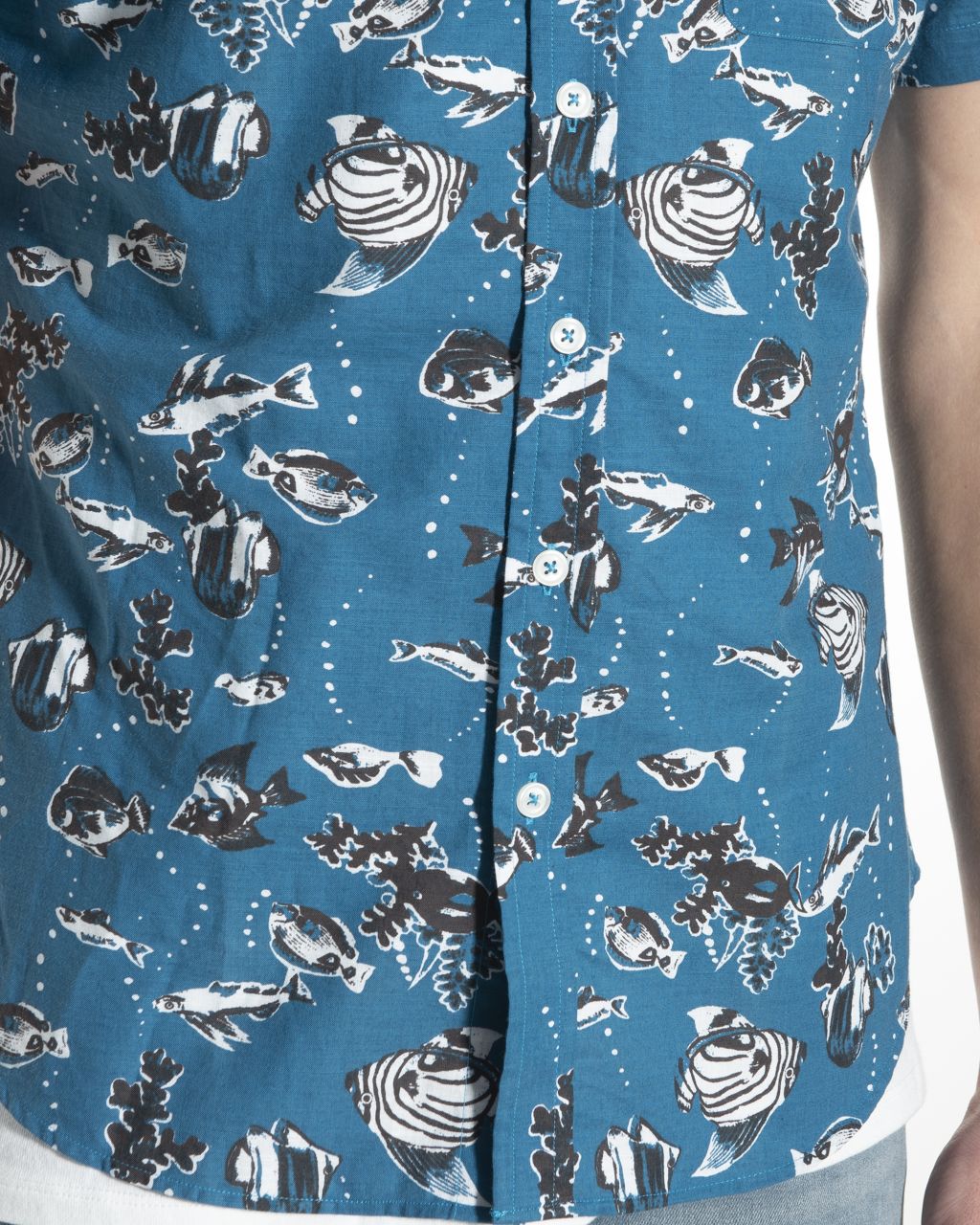 Victim Casual Overhemd KM Petrol print 057644-001-L