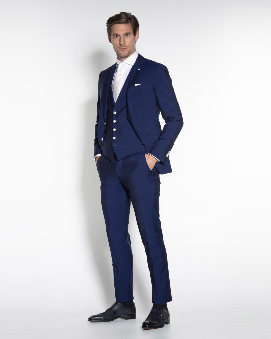 Dutch Dandies Driedelig Trouwpak Blauw uni 057775-001-44