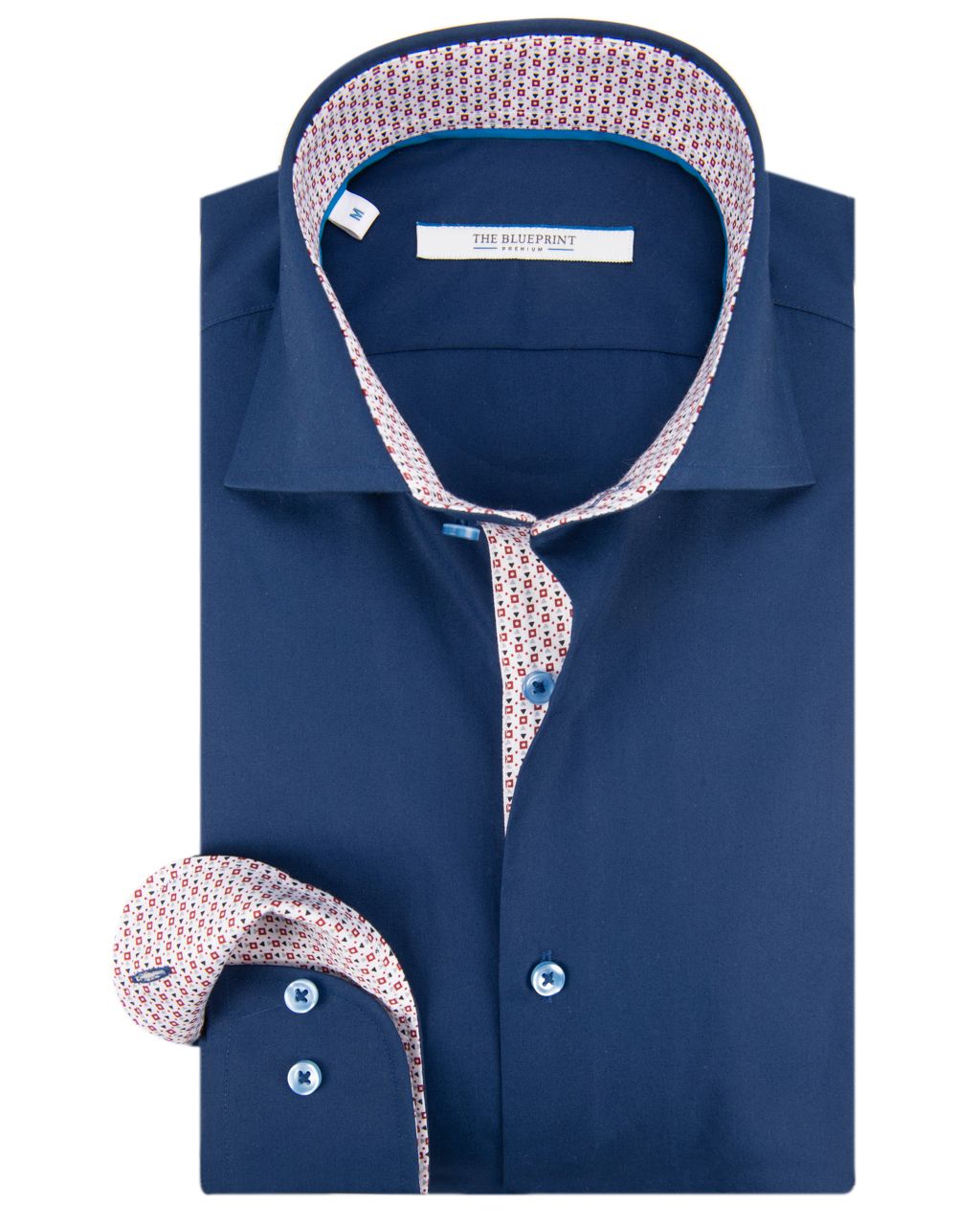 The BLUEPRINT Premium Trendy overhemd LM Donkerblauw uni 057800-001-L