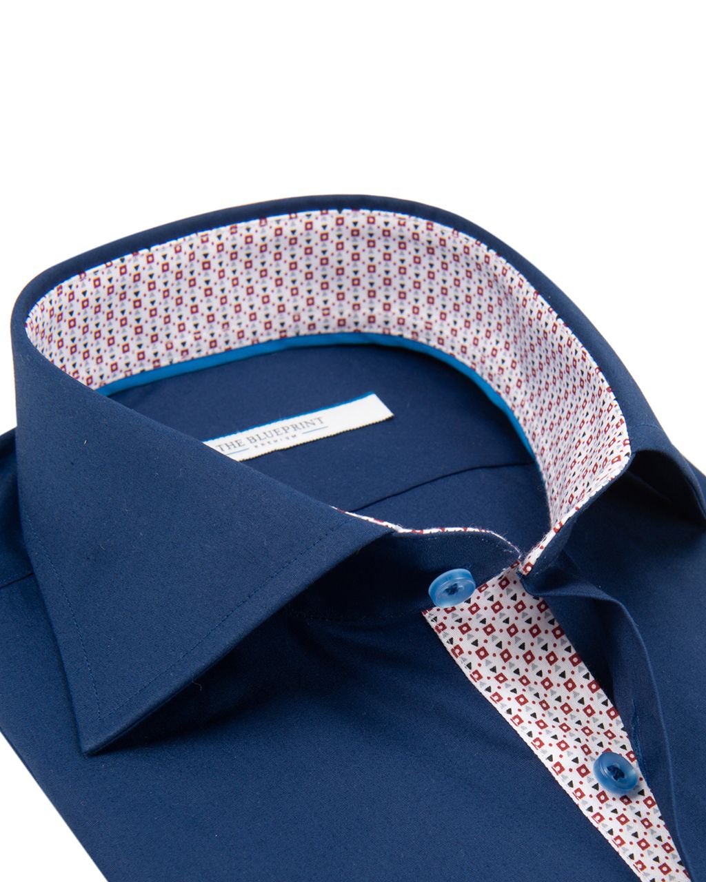 The BLUEPRINT Premium Trendy overhemd LM Donkerblauw uni 057800-001-L
