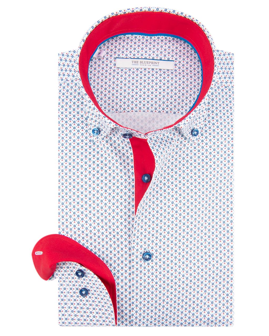 The BLUEPRINT Premium Trendy overhemd LM Wit dessin 057801-001-L