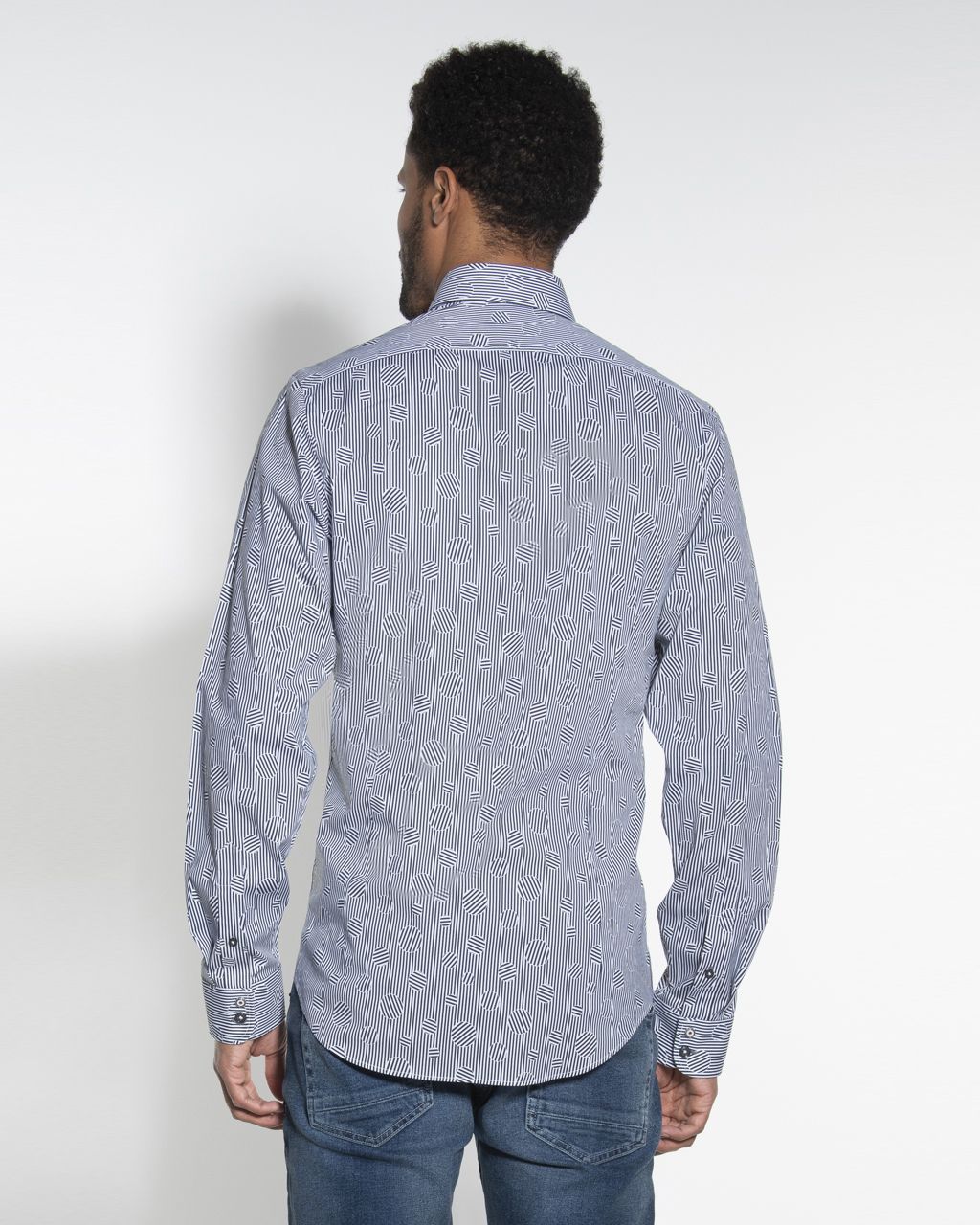 Blue Industry Casual Overhemd LM Blauw dessin 058304-001-37