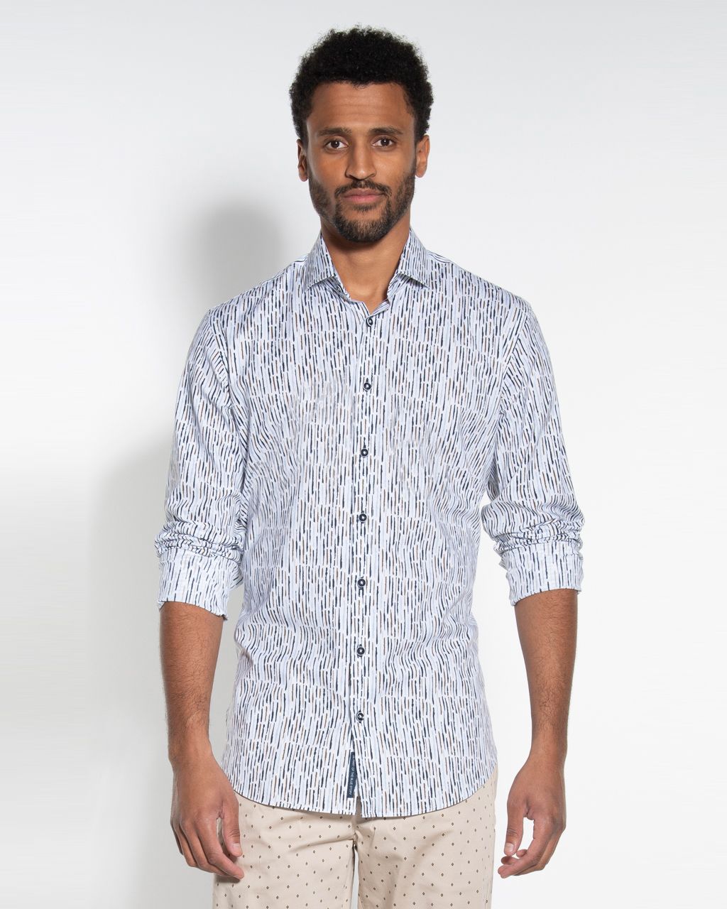 Blue Industry Casual Overhemd LM Wit print 058324-001-37