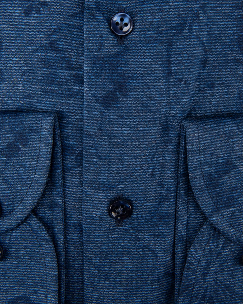 Profuomo Sky Blue Slim fit Knitted Overhemd LM Blauw 058389-001-37