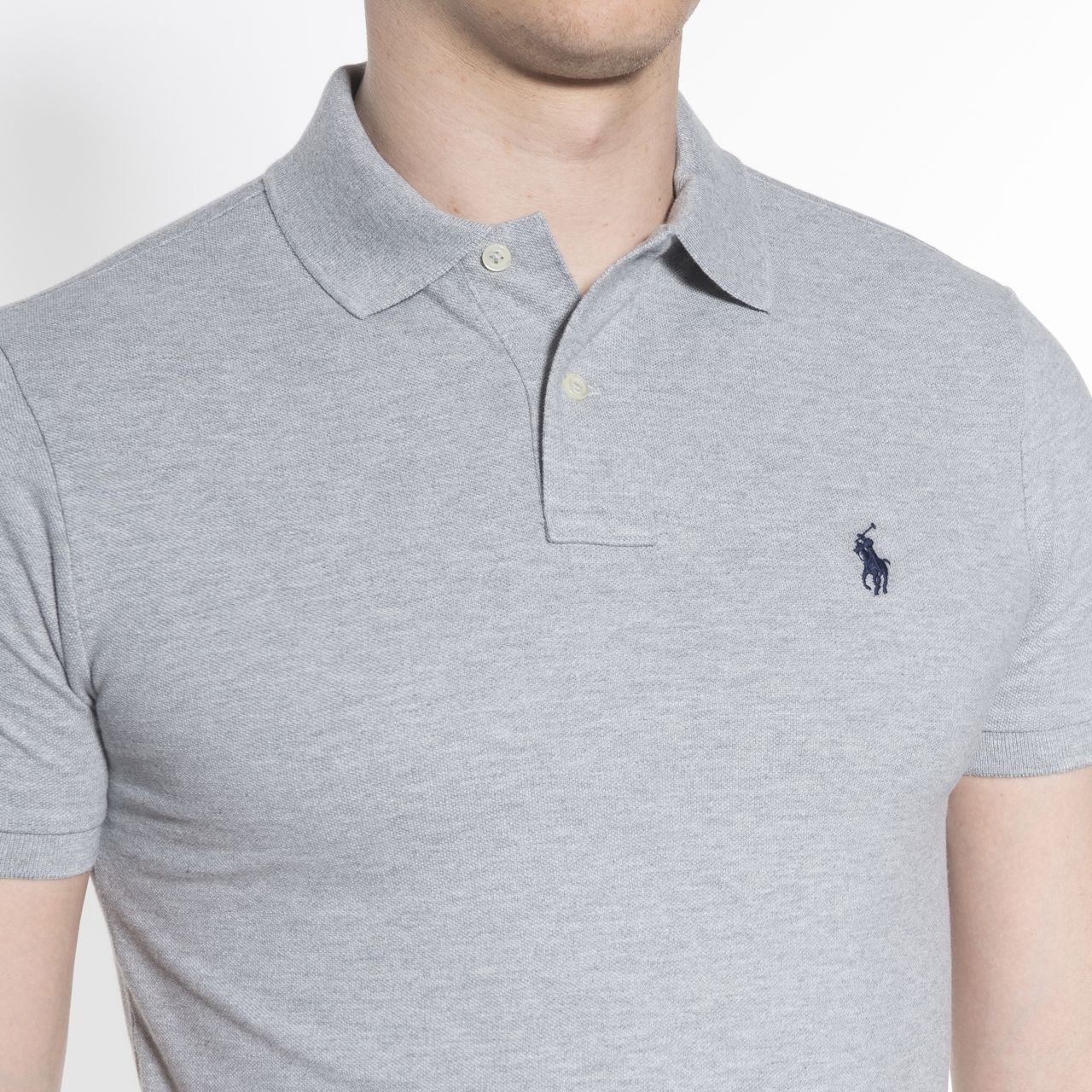 Polo Ralph Lauren Slim Fit Mesh Polo KM Grijs 058492-001-L