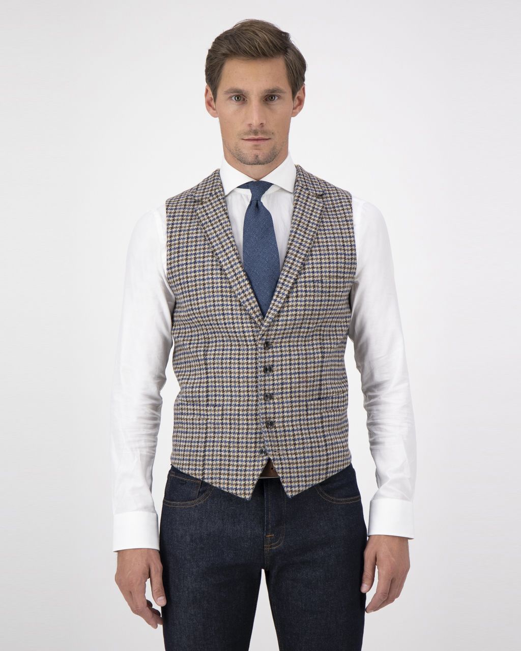 Dutch Dandies Gilet Blauw kleine ruit 060102-001-46