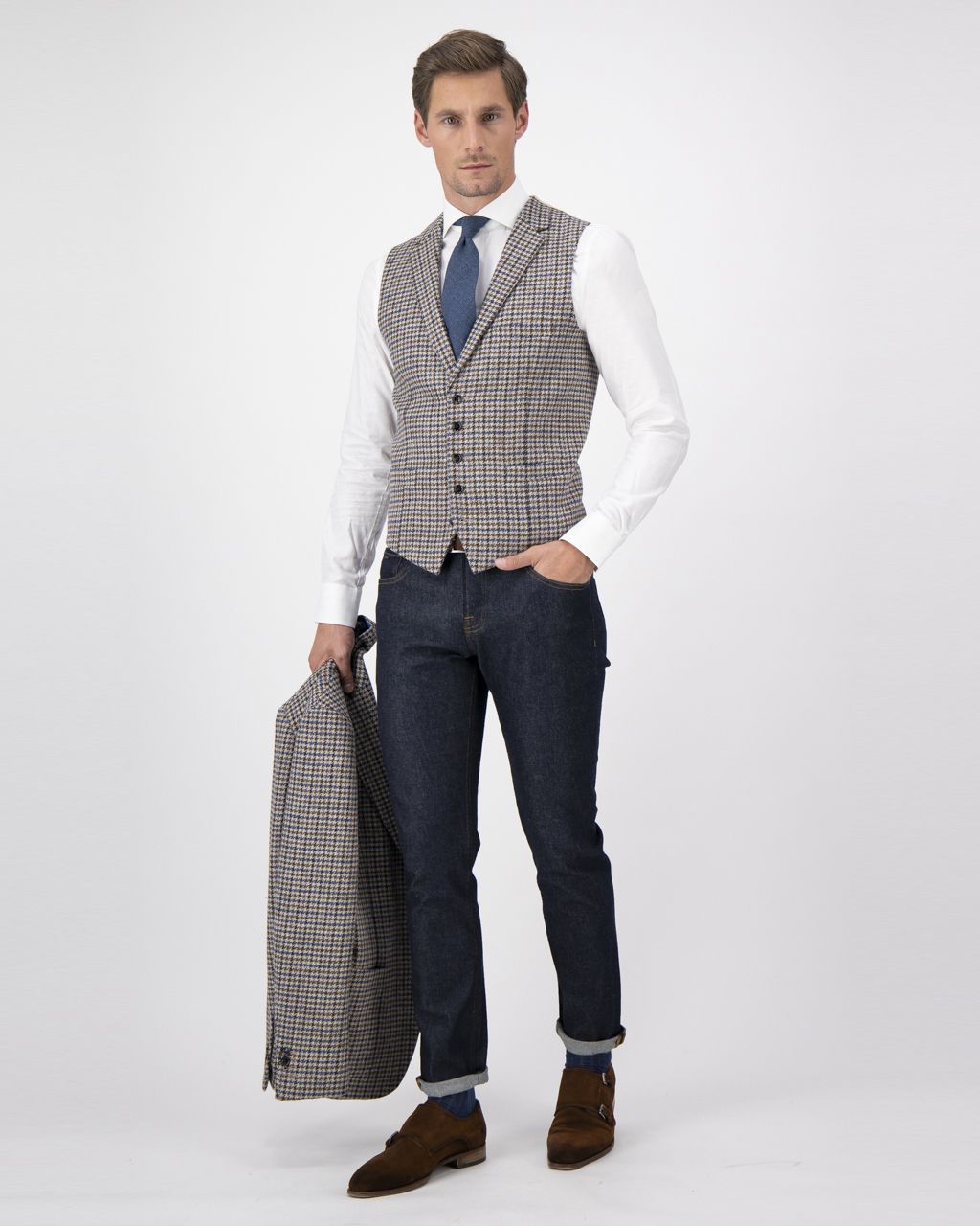Dutch Dandies Gilet Blauw kleine ruit 060102-001-46