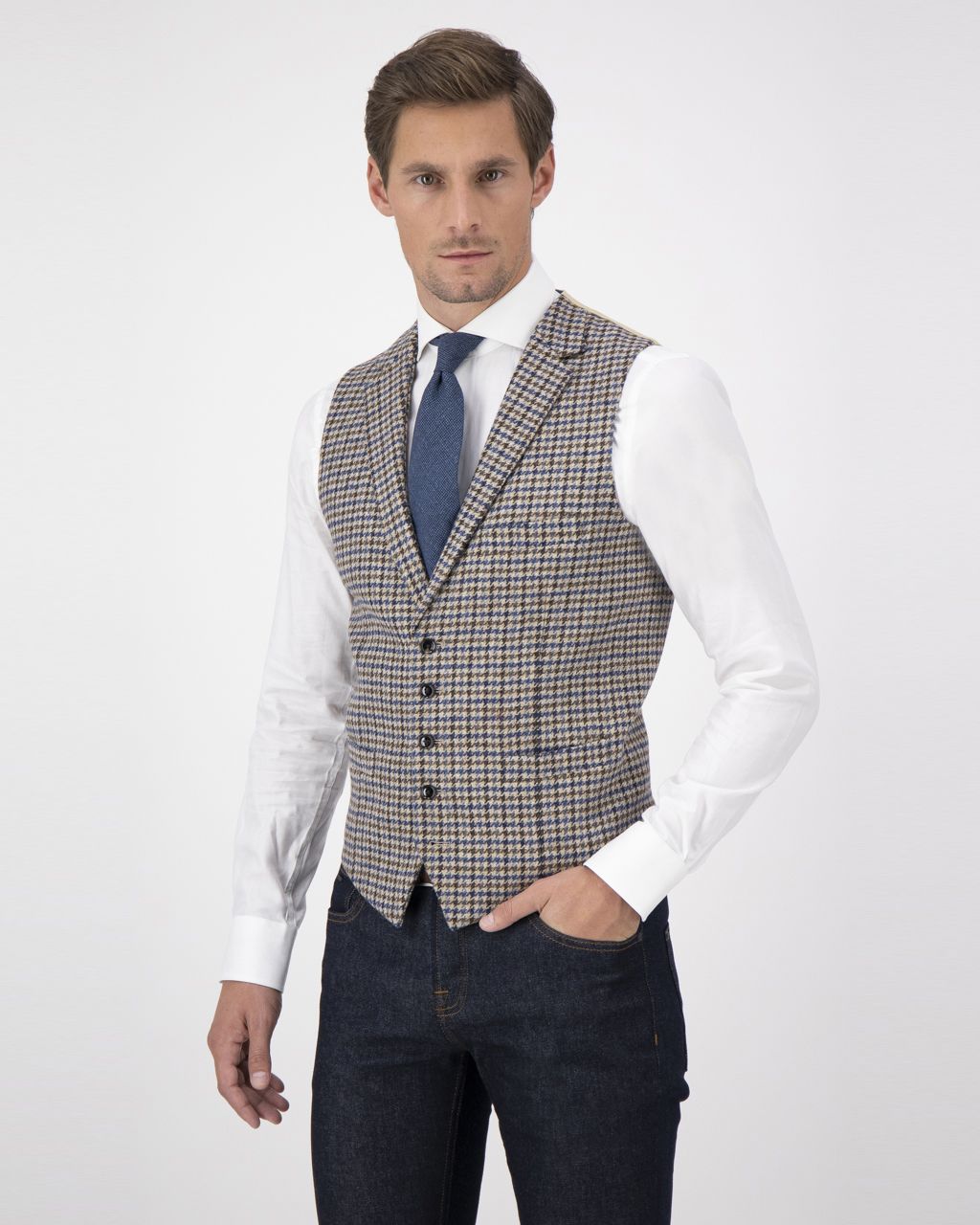 Dutch Dandies Gilet Blauw kleine ruit 060102-001-46