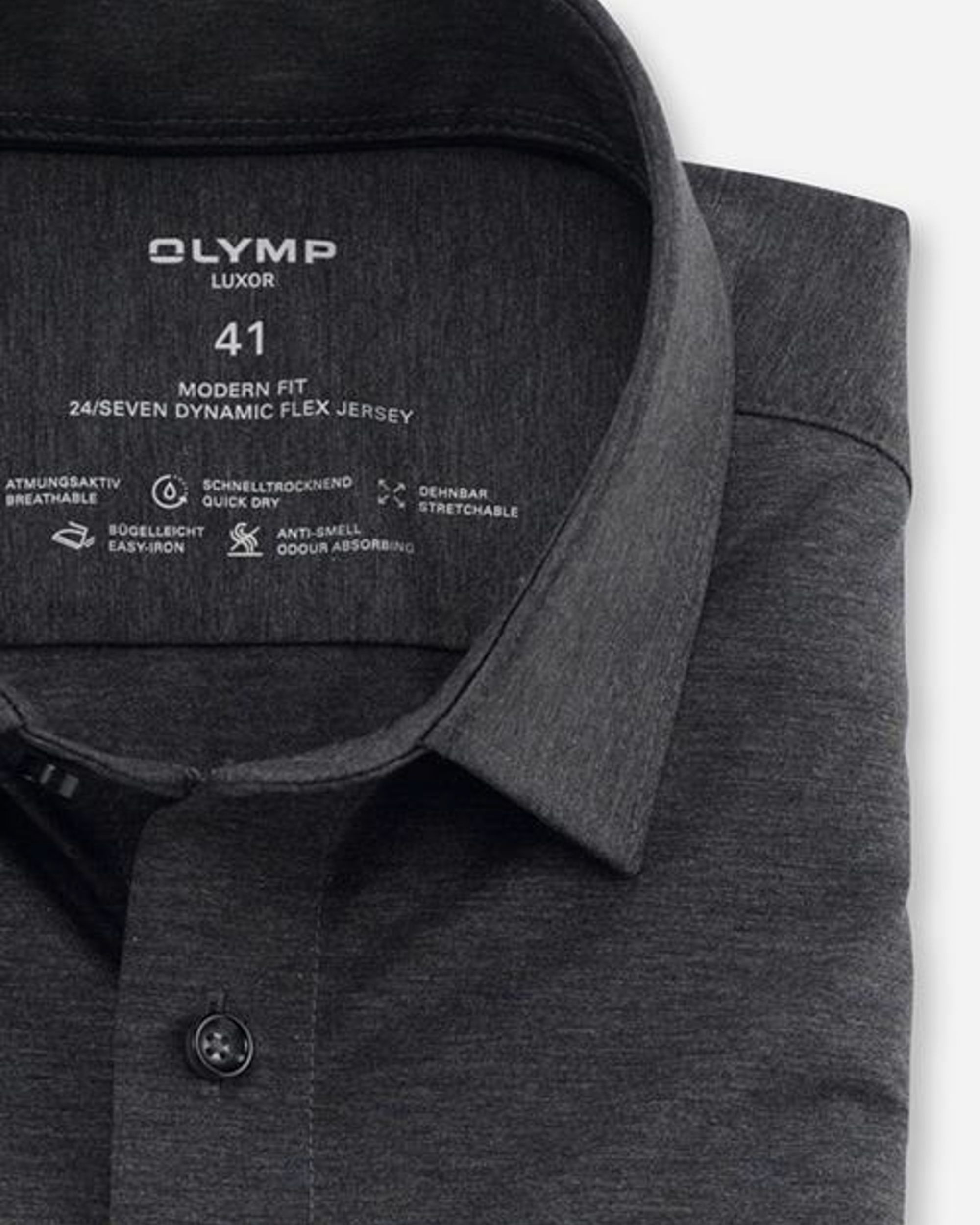 OLYMP Luxor 24/7 Modern fit Overhemd LM Antraciet 060412-001-37