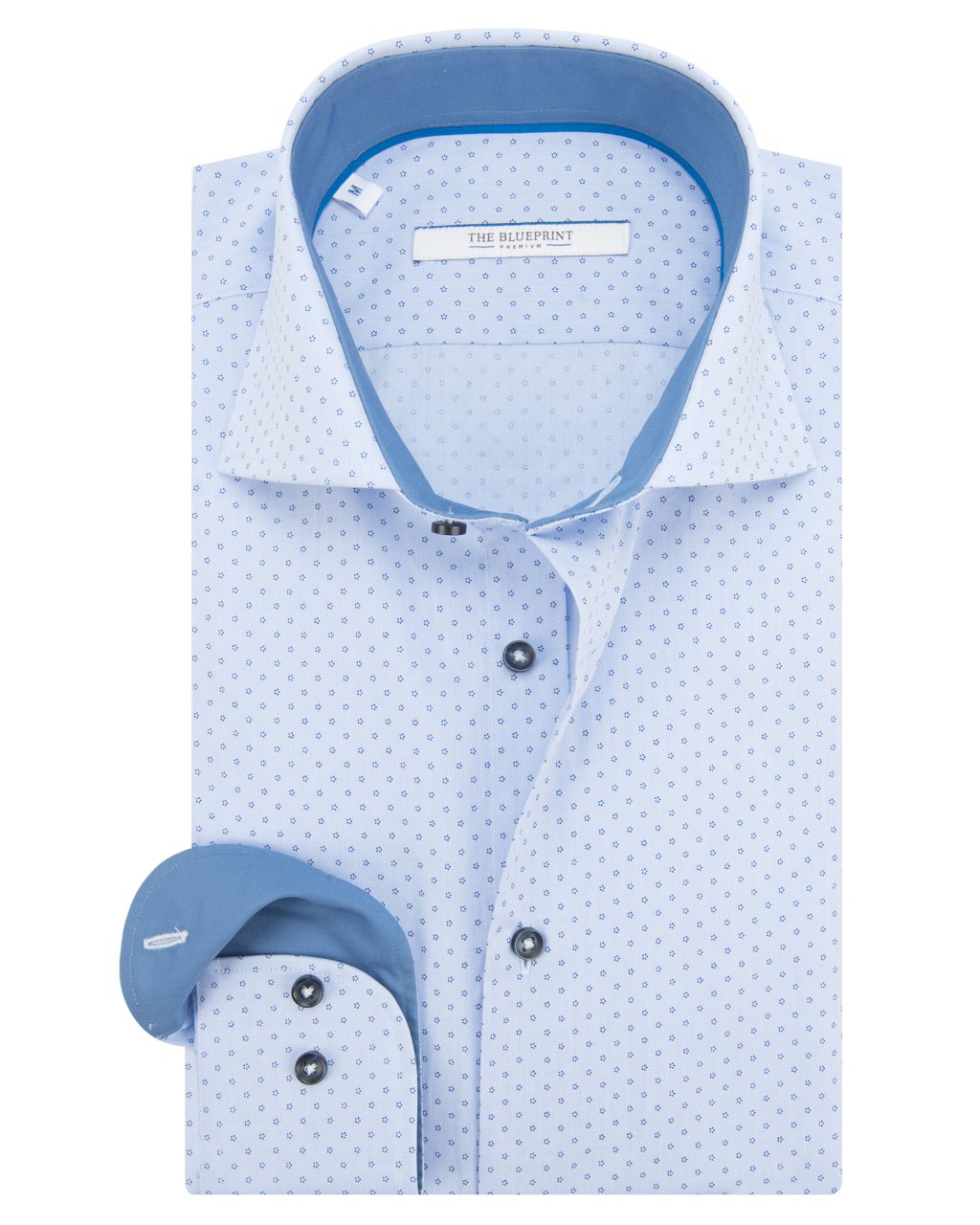The BLUEPRINT Premium Trendy overhemd LM Donkerblauw print 061747-001-L