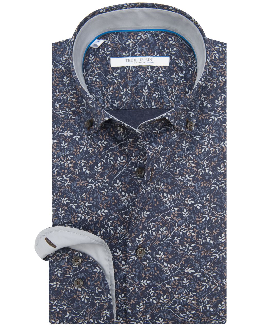 The BLUEPRINT Premium Trendy overhemd LM Donkerblauw print 061749-001-L