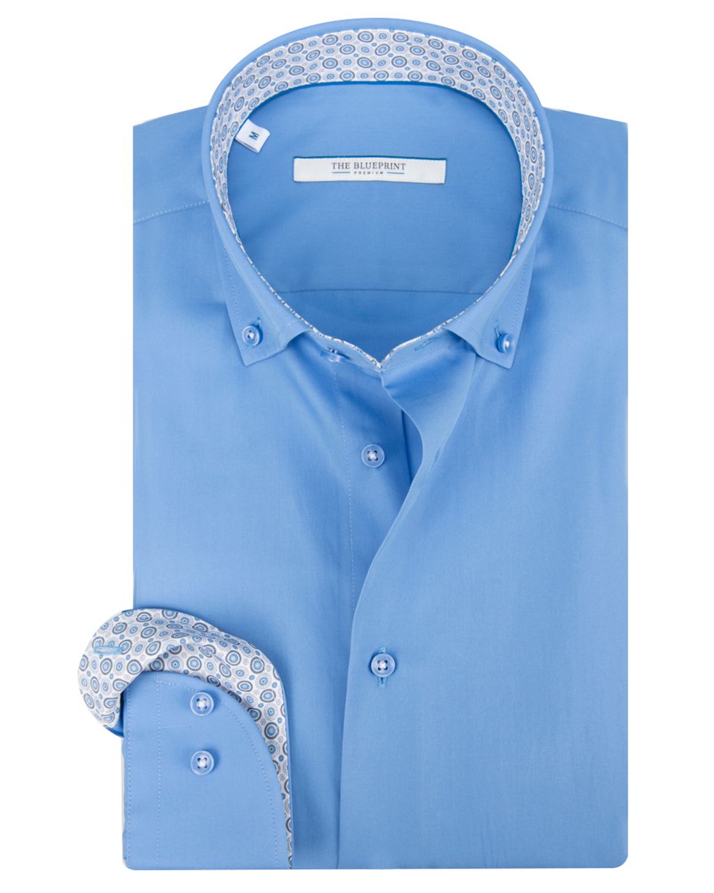 The BLUEPRINT Premium Trendy overhemd LM Middenblauw uni 061864-001-L
