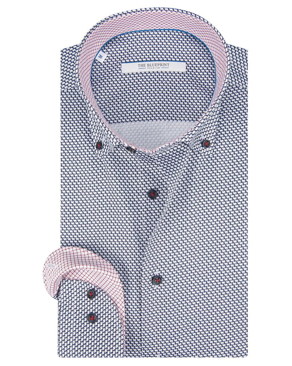 The BLUEPRINT Premium Trendy overhemd LM Donkerblauw print 061873-001-L
