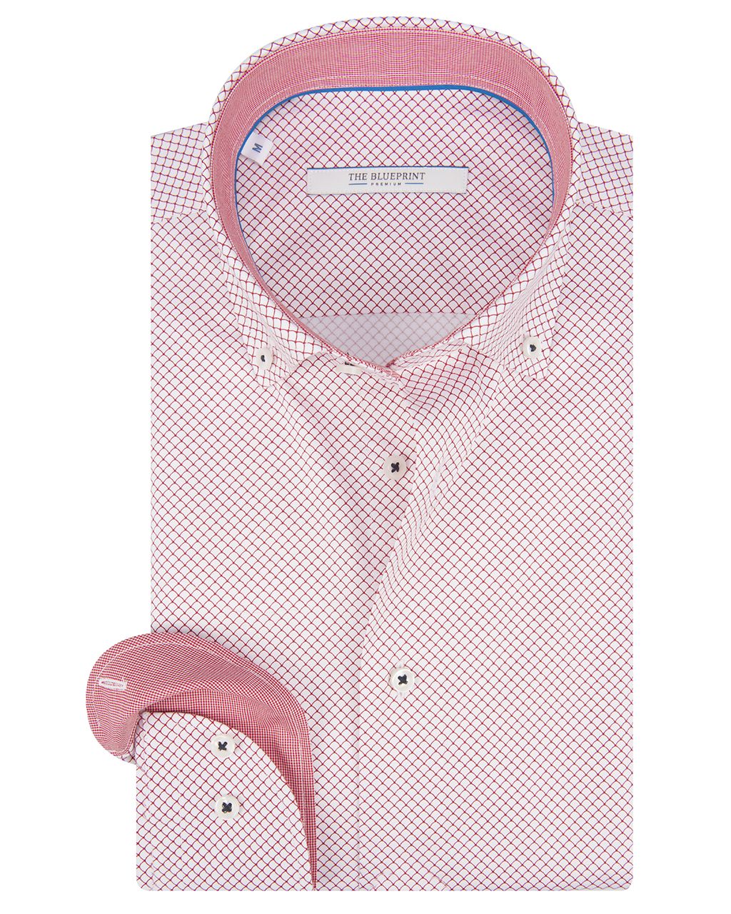 The BLUEPRINT Premium Trendy overhemd LM Rood print 061874-001-L
