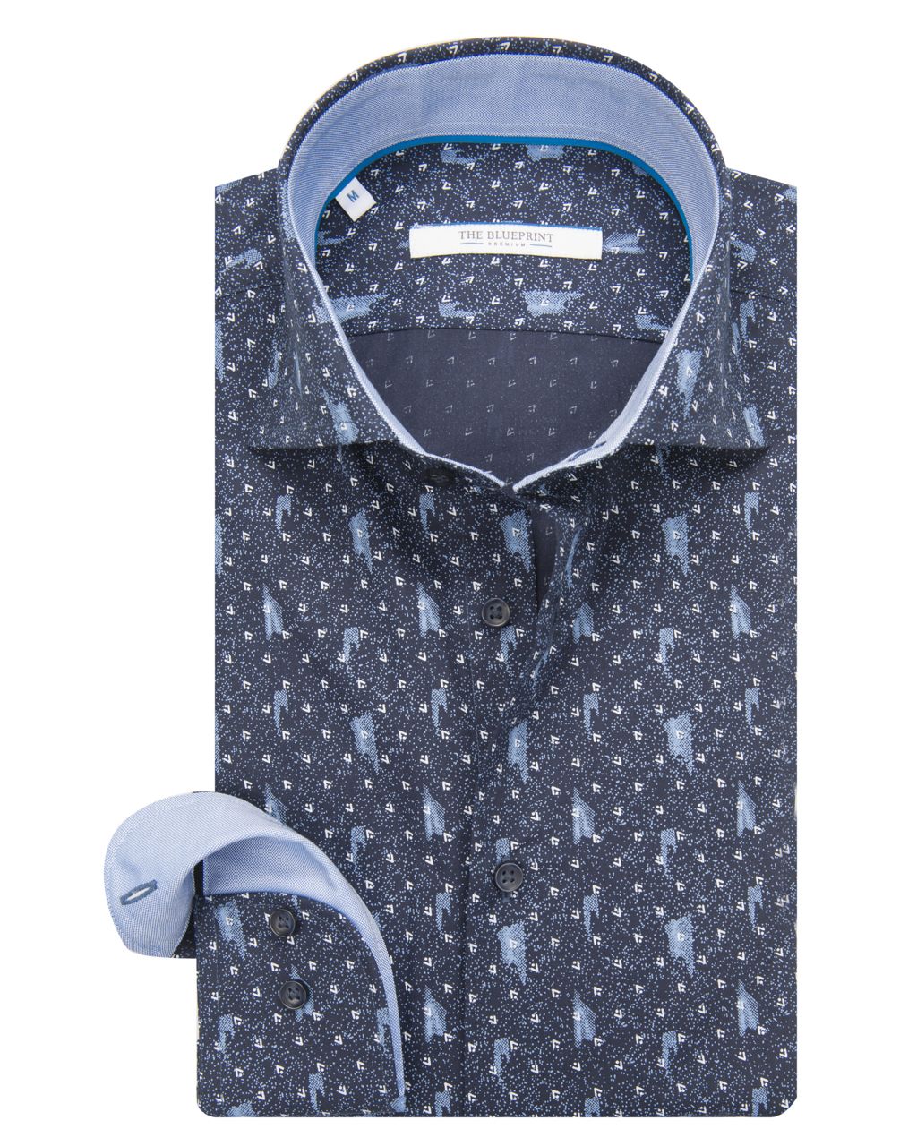 The BLUEPRINT Premium Trendy overhemd LM Donkerblauw print 061884-001-L