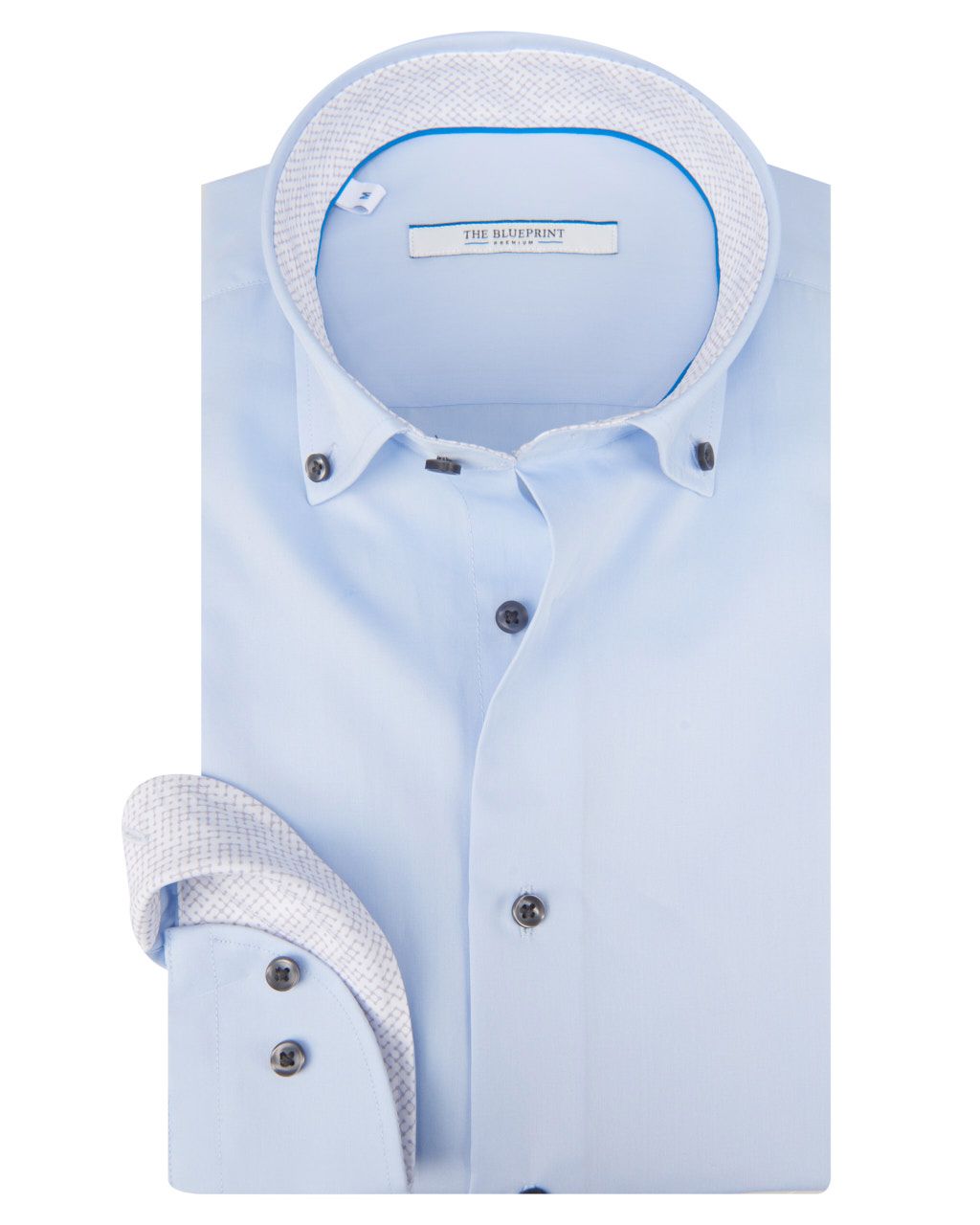The BLUEPRINT Premium Trendy overhemd LM Middenblauw uni 061887-001-L