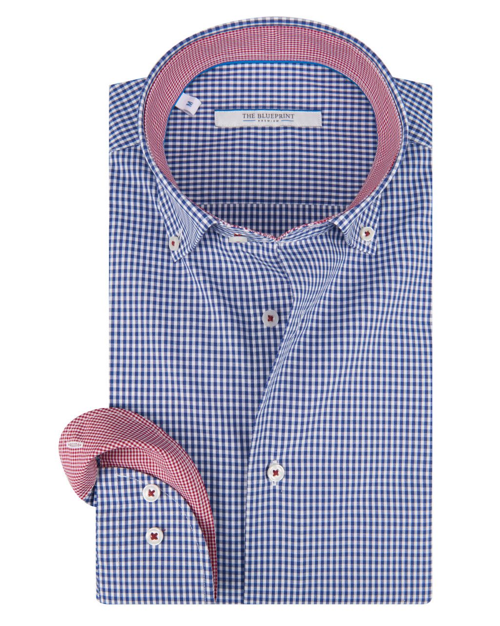 The BLUEPRINT Premium Trendy overhemd LM Aqua klein ruit 061889-001-L