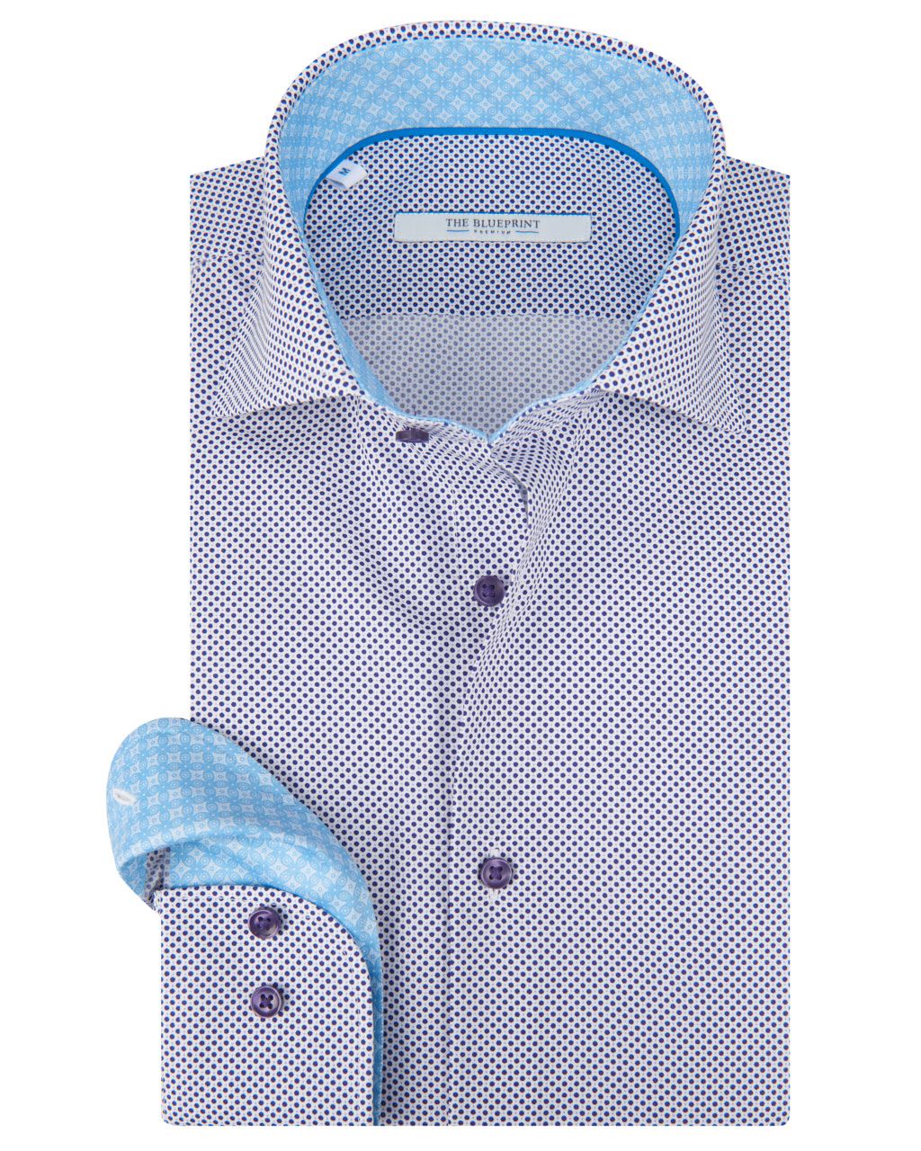 The BLUEPRINT Premium Trendy overhemd LM Donkerblauw print 061891-001-L