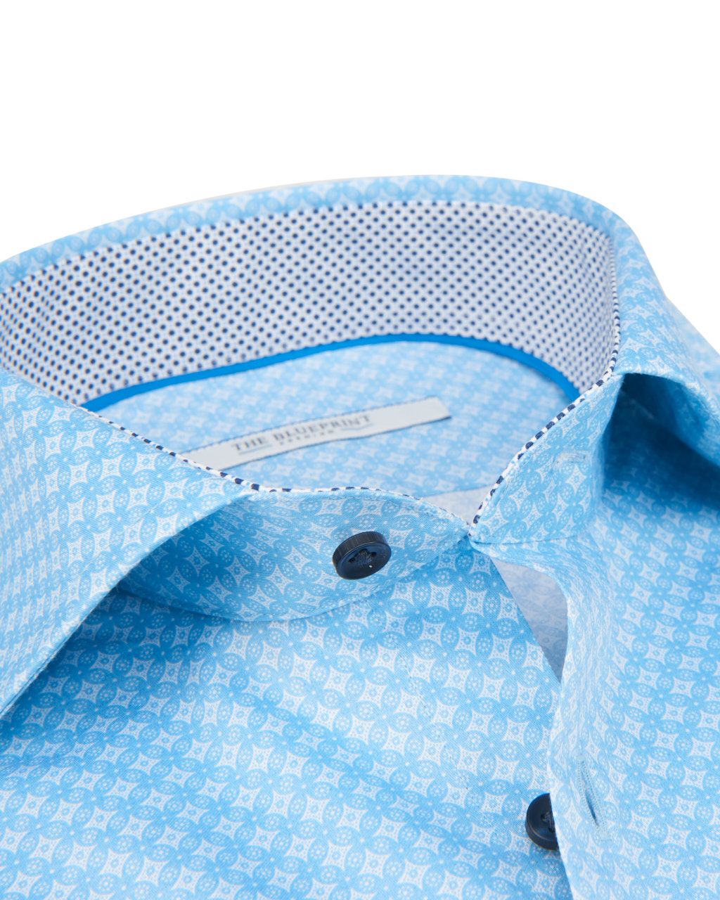 The BLUEPRINT Premium Trendy overhemd LM Lichtblauw print 061892-001-L