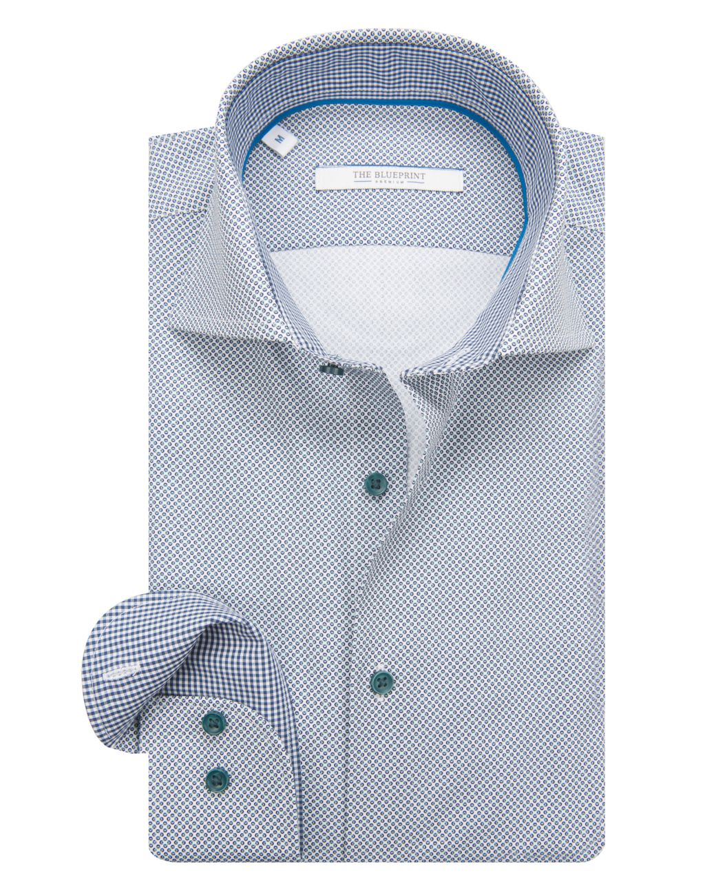 The BLUEPRINT Premium Trendy overhemd LM Wit print 061902-001-L