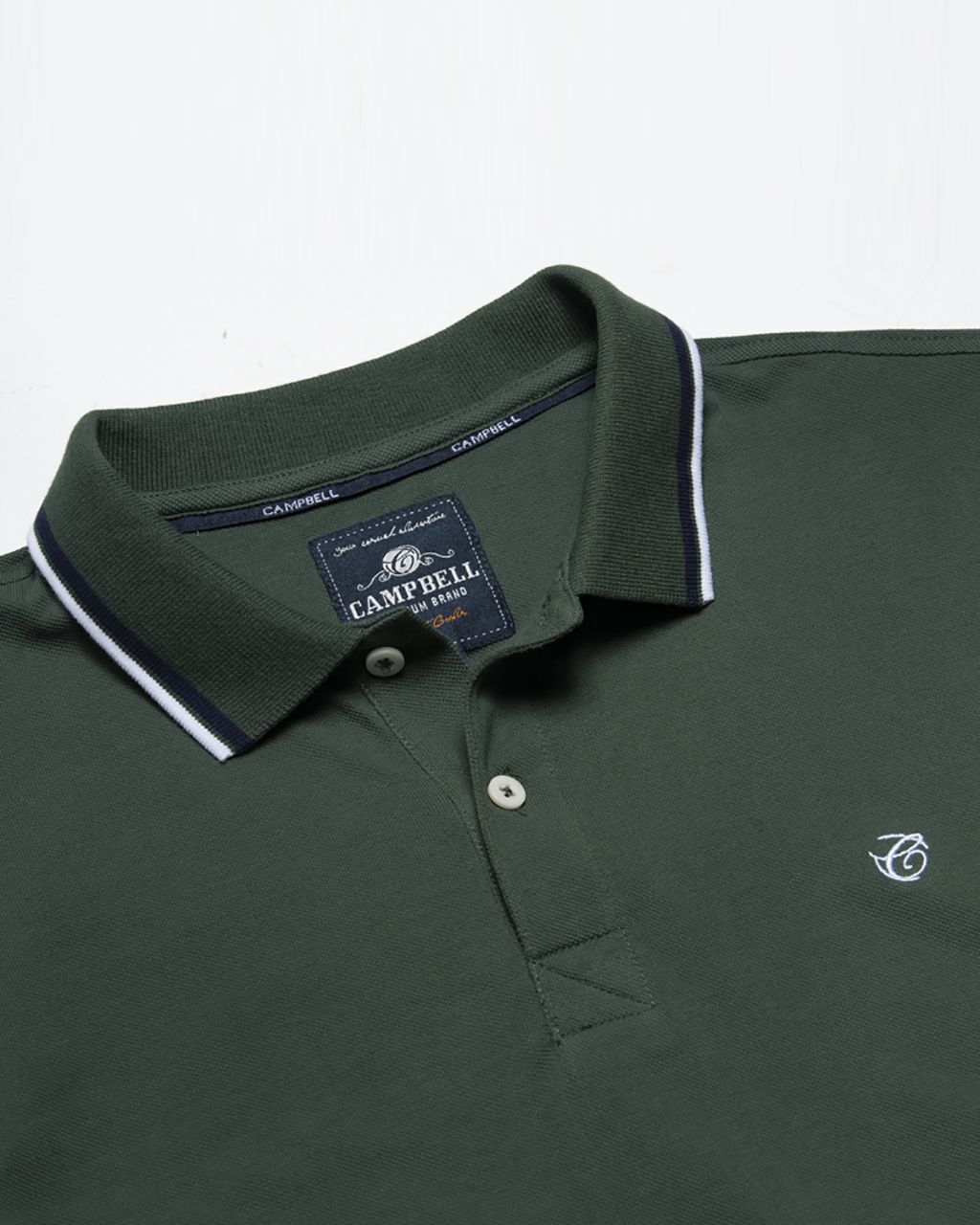 Campbell Polo KM Donkergroen uni 064399-001-L
