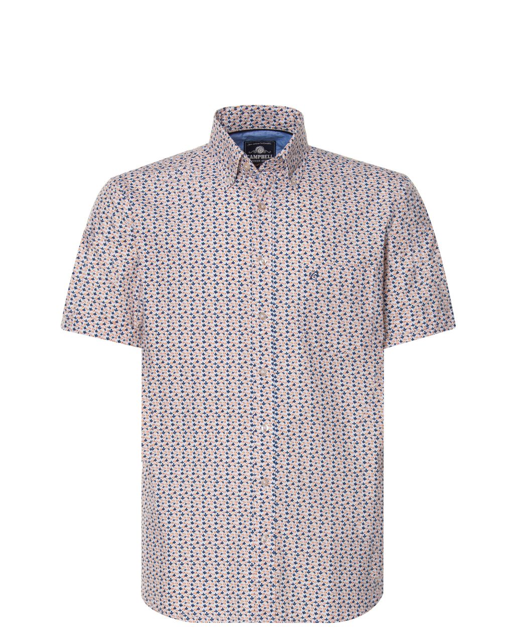 Campbell Casual Overhemd KM Oranje print 064467-003-L