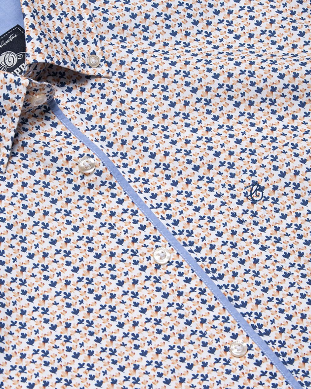 Campbell Casual Overhemd KM Oranje print 064467-003-L