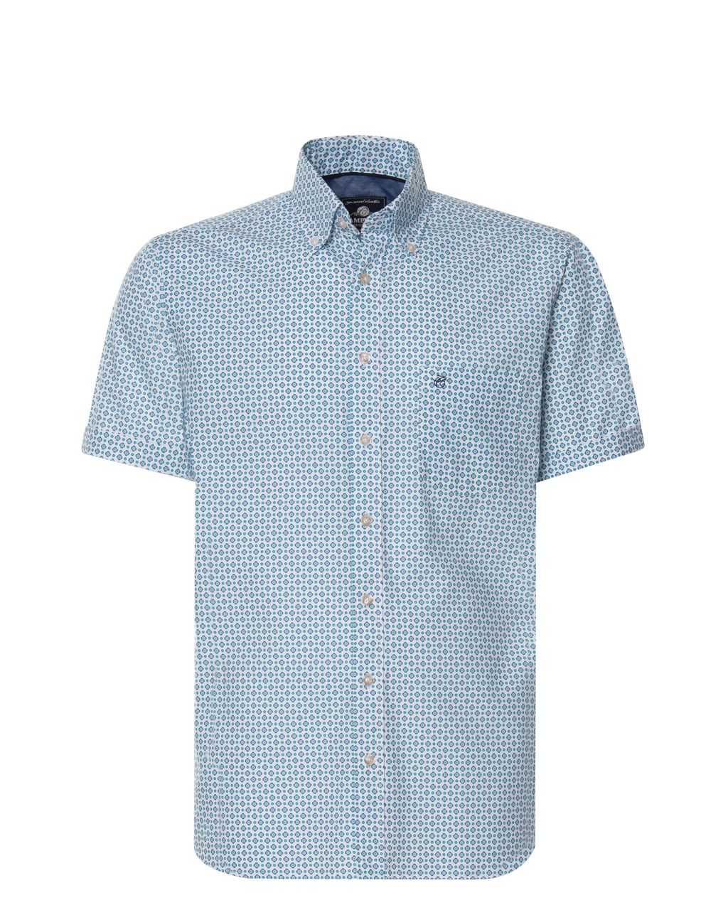 Campbell Casual Overhemd KM Aqua print    064469-001-L