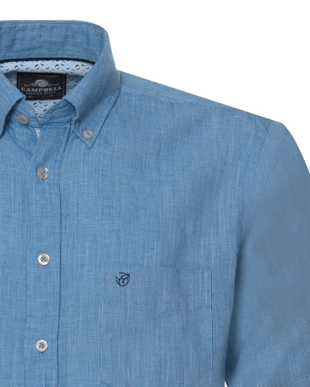 Campbell Casual Overhemd KM Lichtblauw uni 064471-002-L