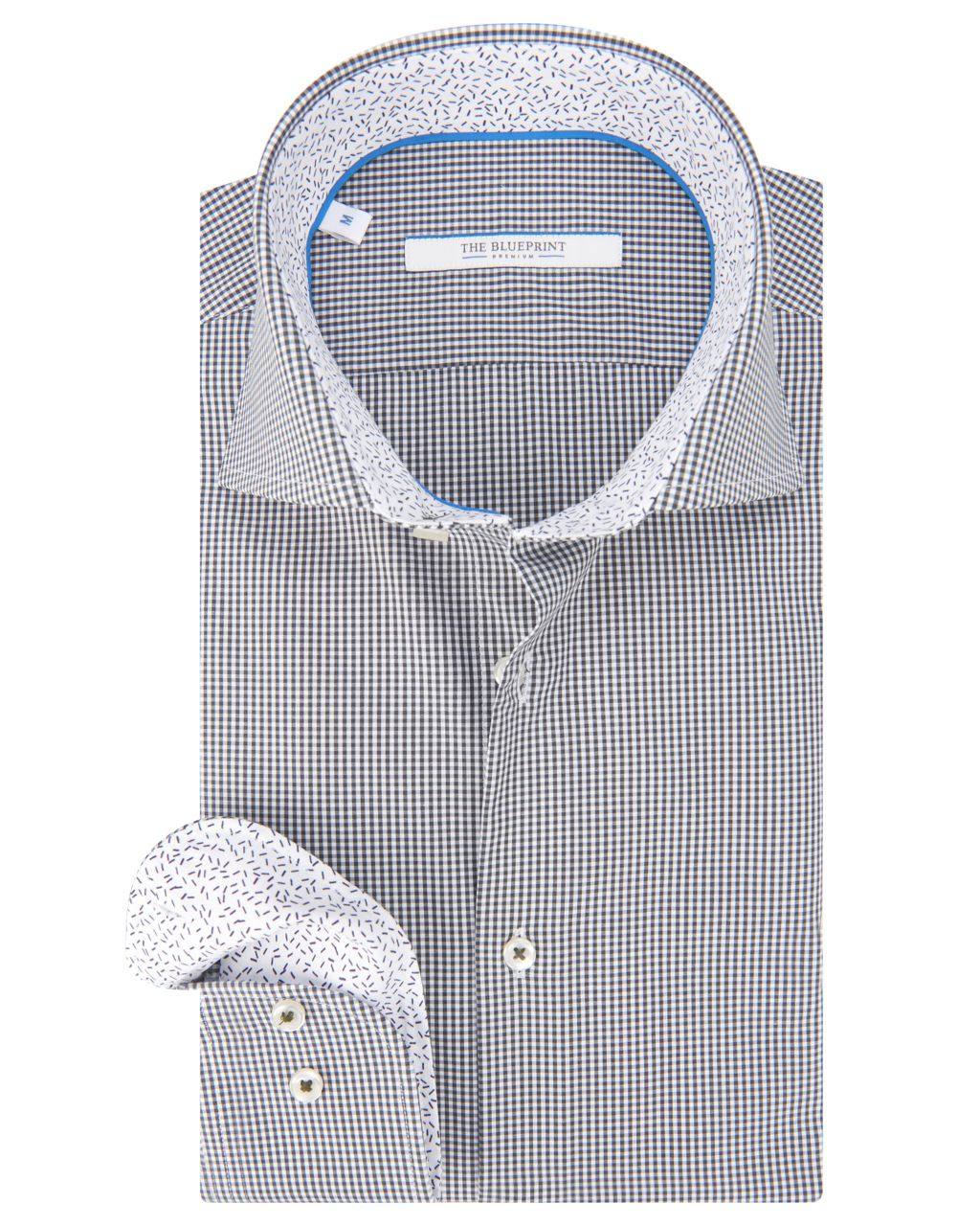 The BLUEPRINT Premium Trendy overhemd LM Donkergroen kleine ruit 064750-001-L