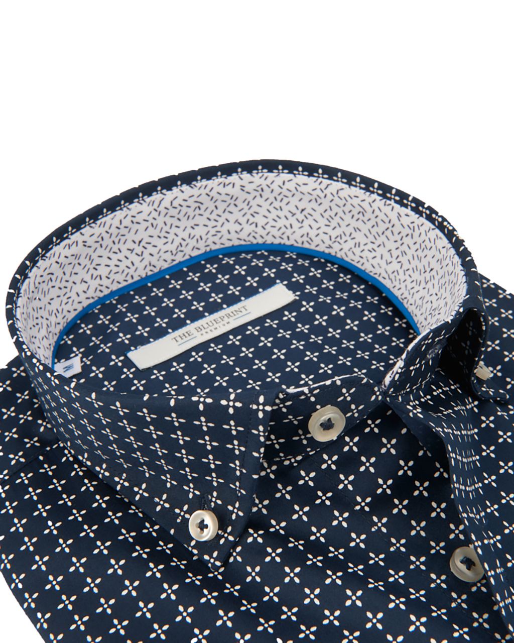 The BLUEPRINT Premium Trendy overhemd LM Donkerblauw print 064762-001-L