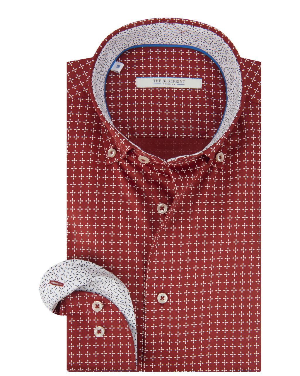 The BLUEPRINT Premium Trendy overhemd LM Rood print 064763-001-L
