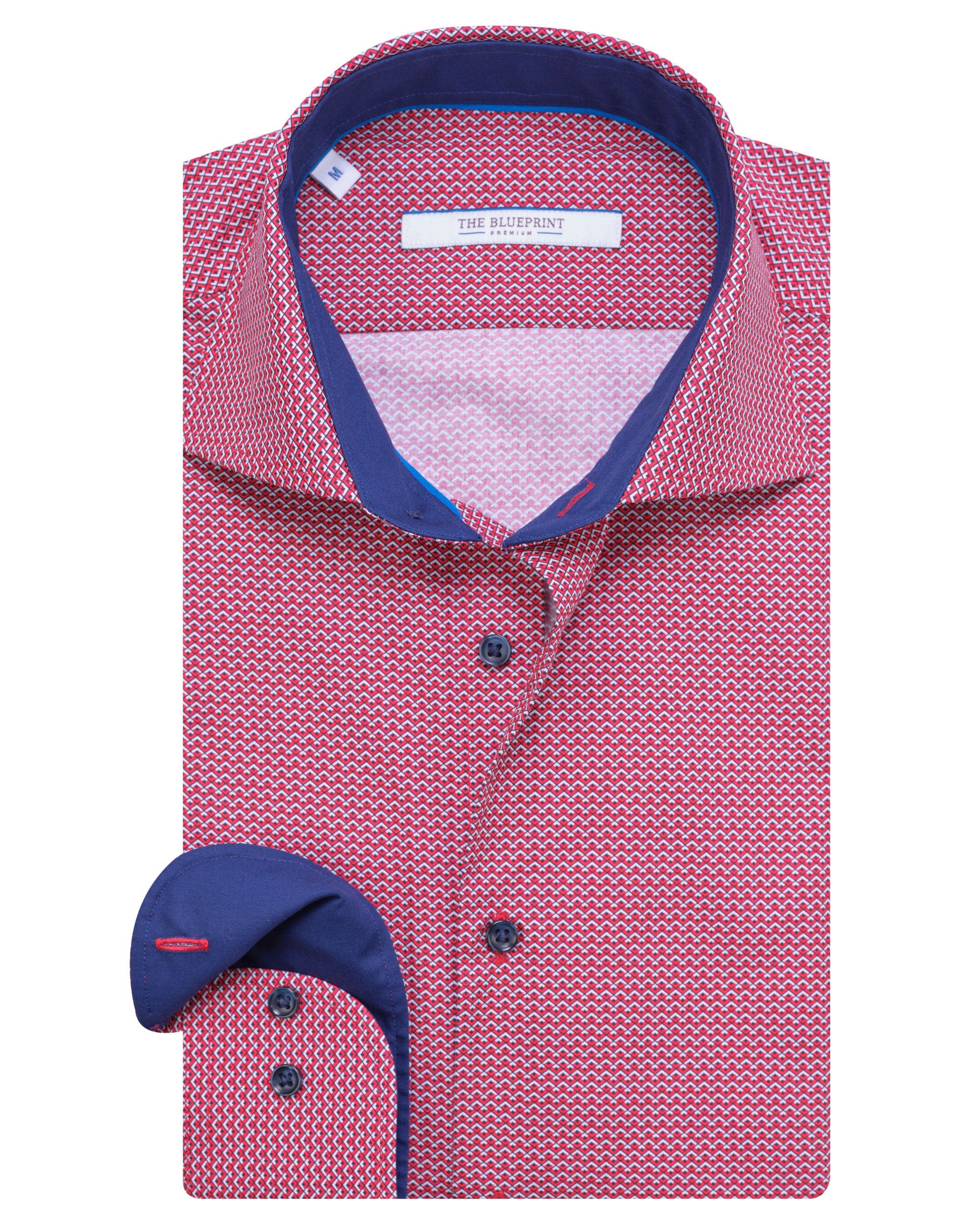 The BLUEPRINT Premium Trendy overhemd LM Rood print 064770-001-L