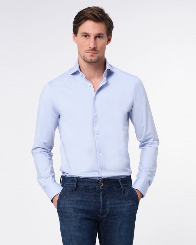 Dutch Dandies Slim Fit Overhemd LM Lichtblauw uni 067698-003-37