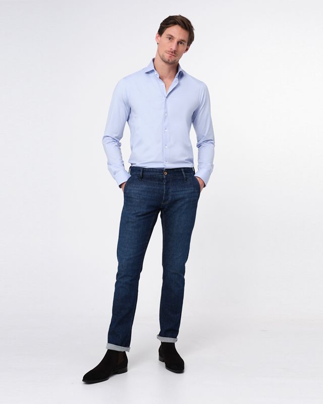 Dutch Dandies Slim Fit Overhemd LM Lichtblauw uni 067698-003-37