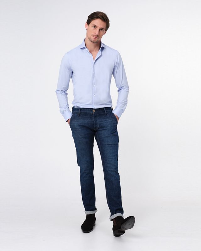 Dutch Dandies Slim Fit Overhemd LM Lichtblauw uni 067698-003-37