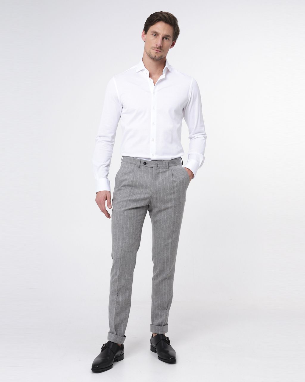 Dutch Dandies Slim Fit Overhemd LM Wit uni 067698-004-37