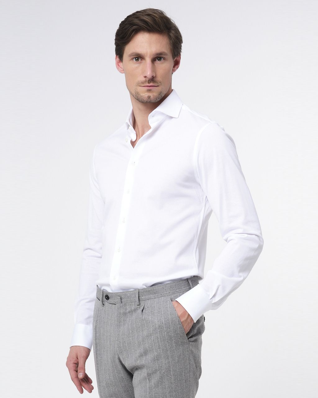 Dutch Dandies Slim Fit Overhemd LM Wit uni 067698-004-37