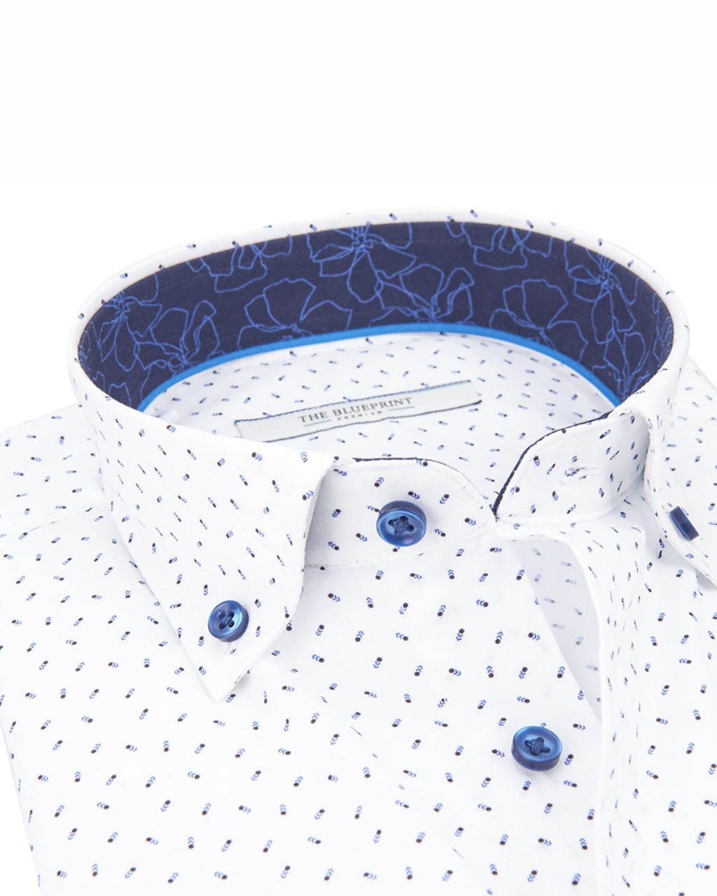 The BLUEPRINT Premium Trendy overhemd LM Wit print 070222-001-L