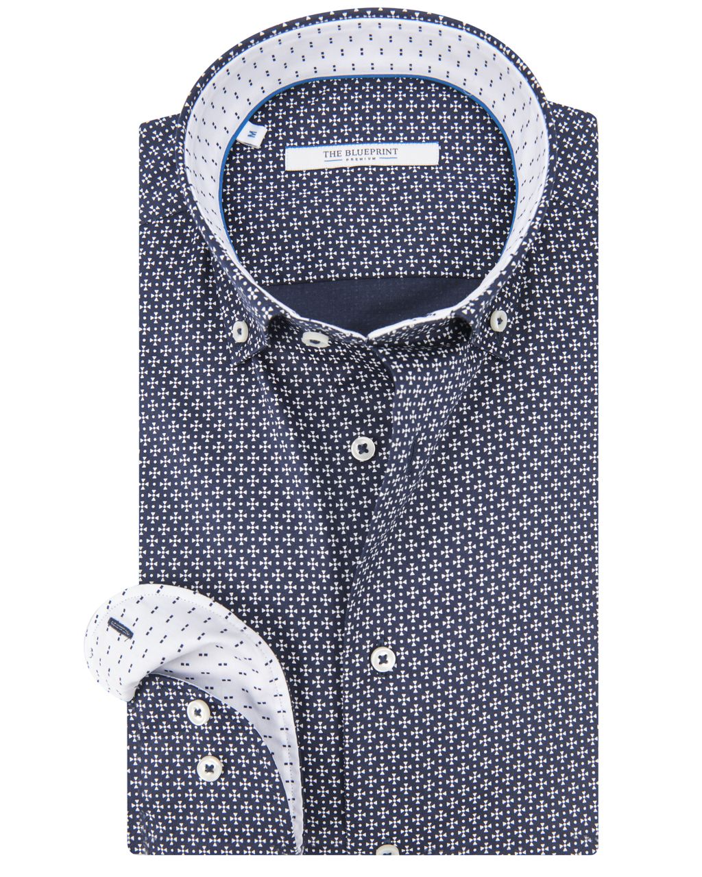 The BLUEPRINT Premium Trendy overhemd LM Donkerblauw print 070225-001-L