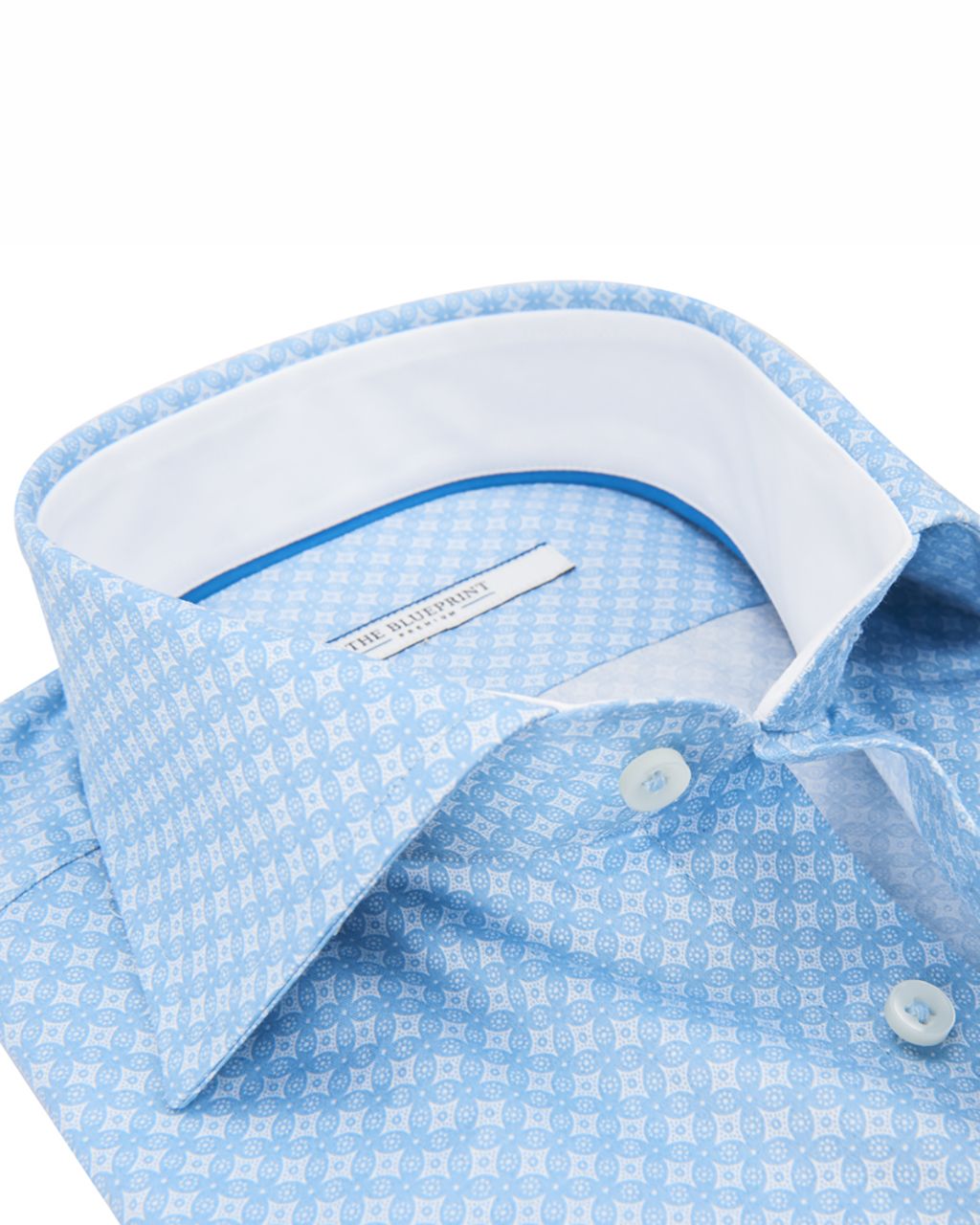 The BLUEPRINT Premium Trendy overhemd LM Lichtblauw print 070228-001-L