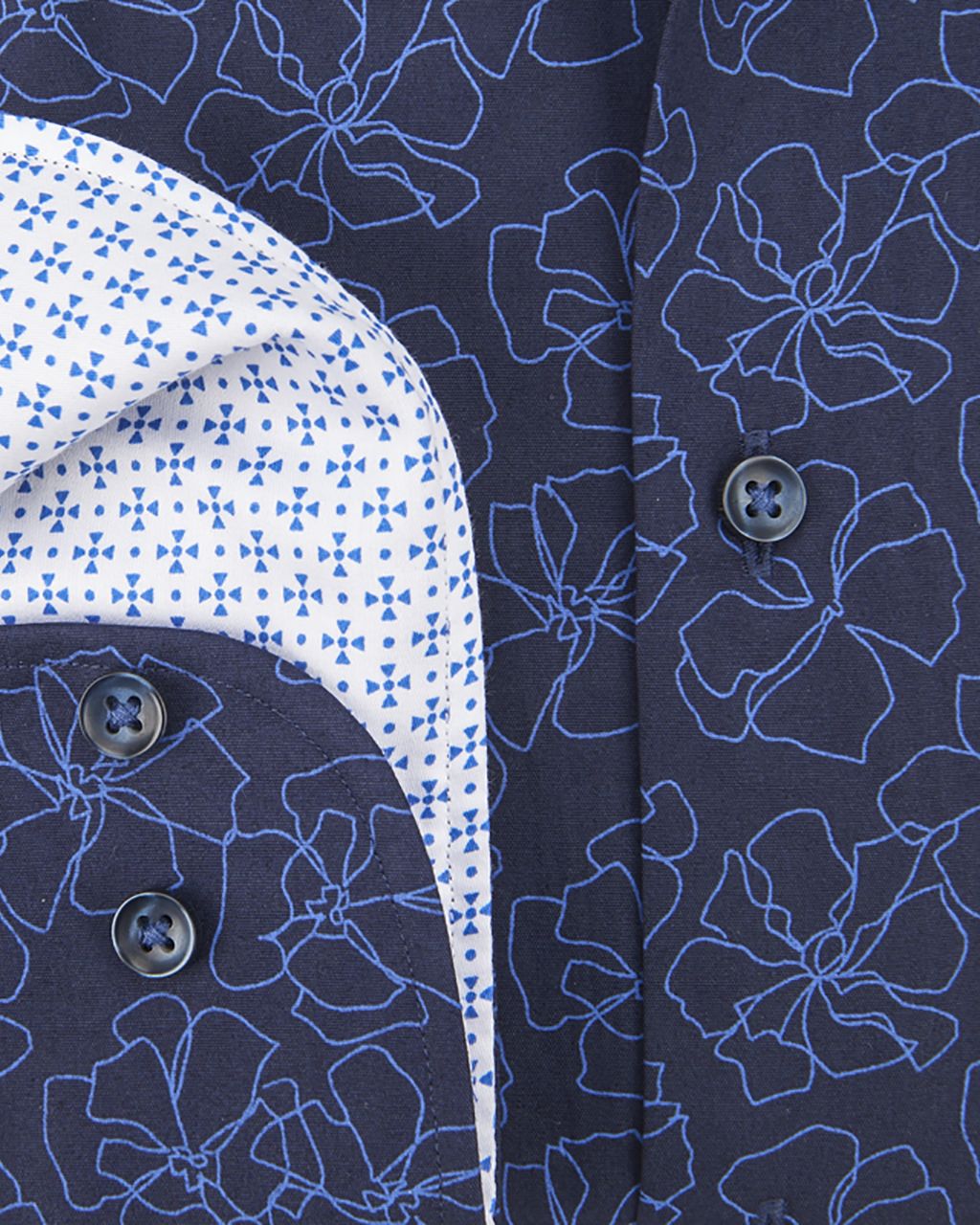 The BLUEPRINT Premium Trendy overhemd LM Donkerblauw print 070237-001-3XL