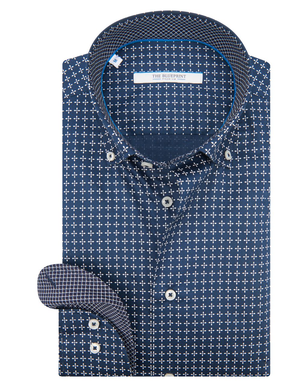 The BLUEPRINT Premium Trendy overhemd LM Donkerblauw print 070251-001-L