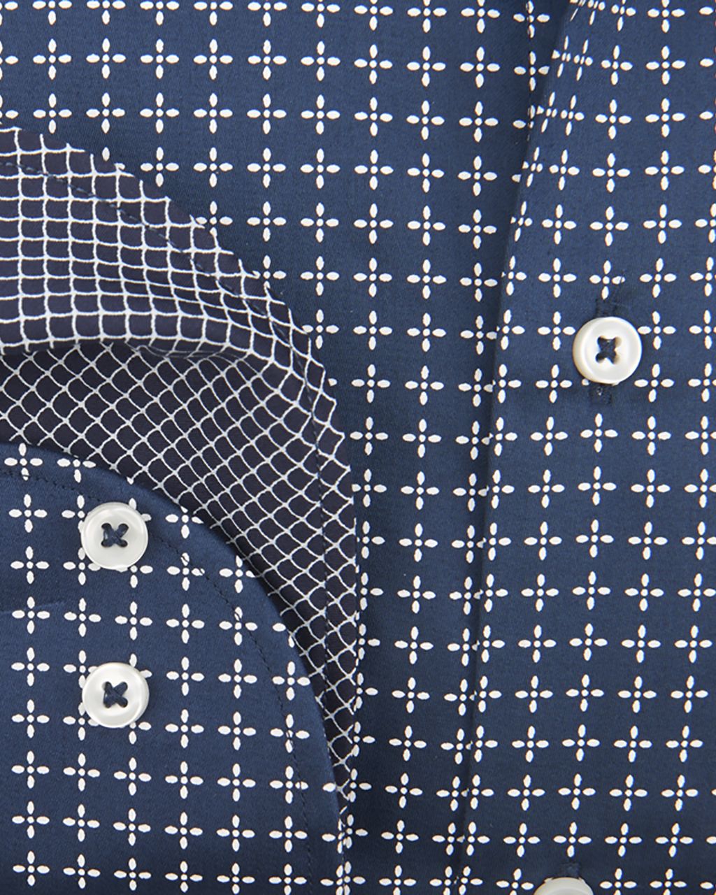 The BLUEPRINT Premium Trendy overhemd LM Donkerblauw print 070251-001-L