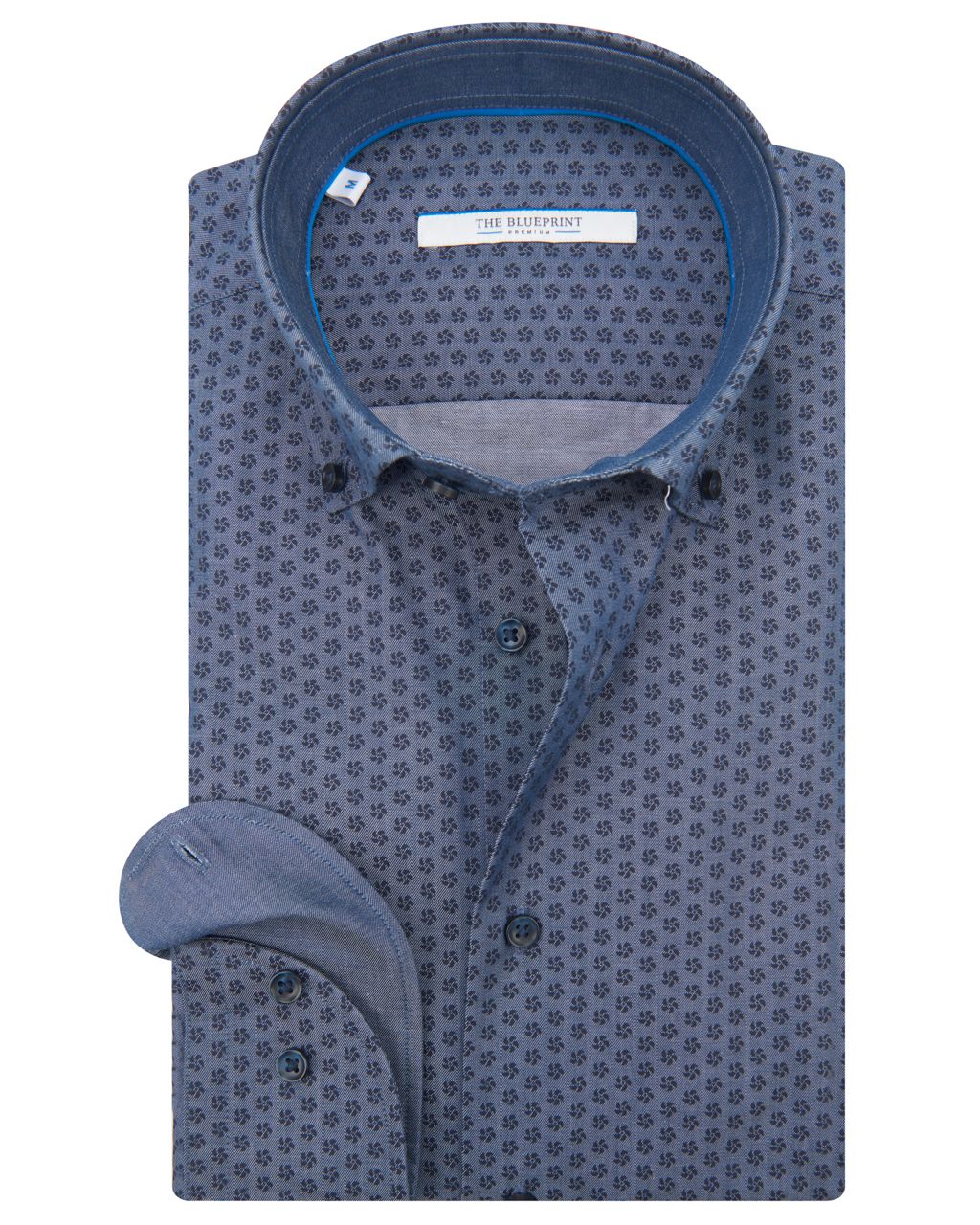The BLUEPRINT Premium Trendy overhemd LM Print Indigo 070258-001-L